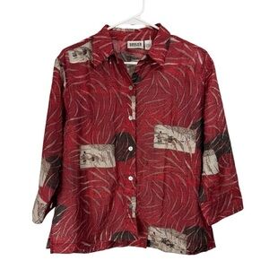 Vintage Chico's Design Size 1 Medium Rayon Button Top Burnout Art to Wear Red